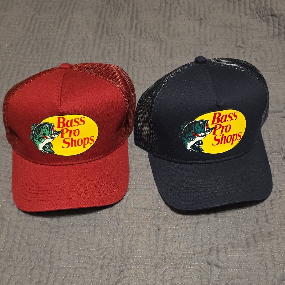Bass Pro Shops Red and Black Logo Hats